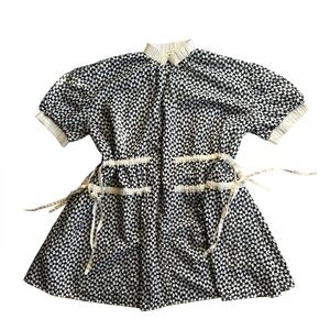 FWSS Black and Beige Cotton Dress Semi Sheer Adjustable Waist Pockets Size XS